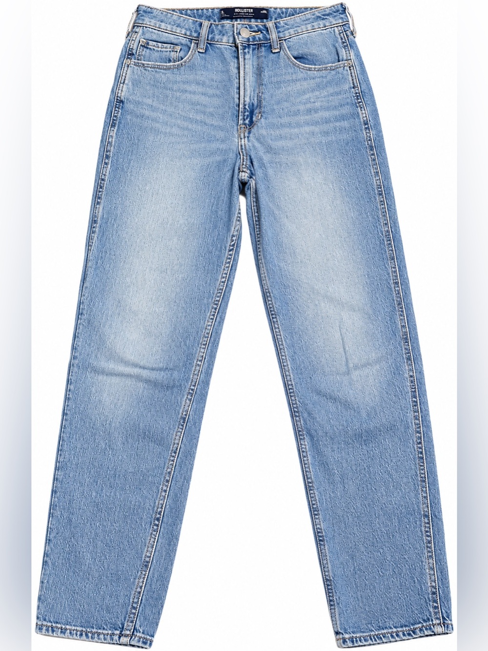 Hollister Women’s 2L/26L Ultra High-Rise Mom Jeans Light Blue Stretch Pockets